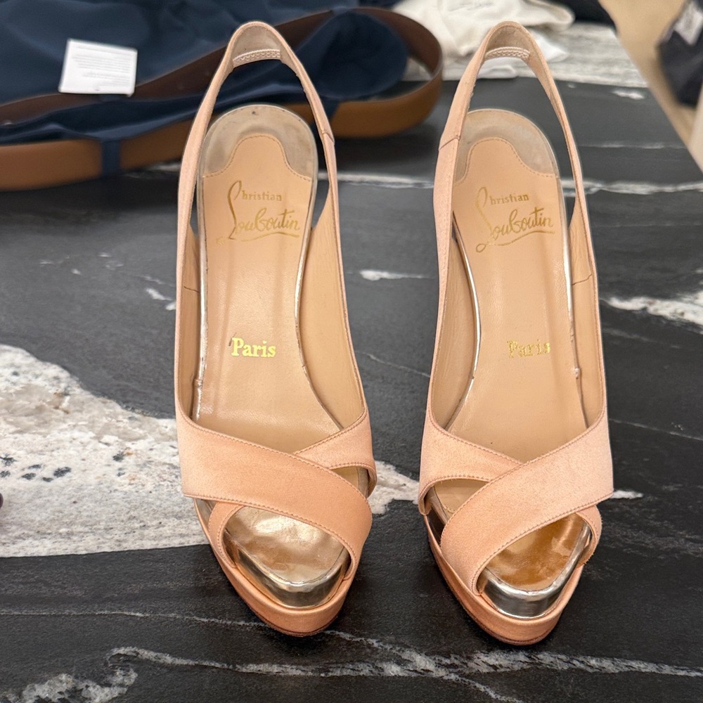 Christian Louboutin Peach Slingback Heels